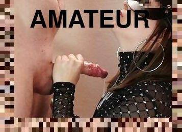 énorme, amateur, ejaculation-sur-le-corps, branlette, salope, petite-amie, ejaculation, masque