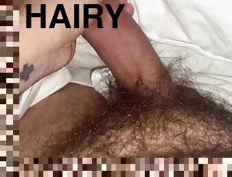 Hairy hotel play ending in a shooting cum load
