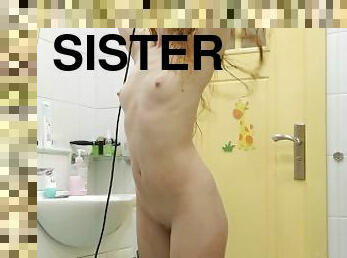 Hid My Phone in the Shower and took a Video of My Step Sister Naked.