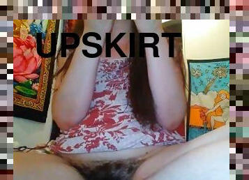 PinkMoonLust Lets you Look up Her Skirt Upskirt YouTuber Reviews Healthy Beverage Hairy Pussy Bush