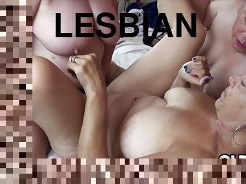 dewasa, lesbian-lesbian, mainan, gemuk, bertiga, berambut-pirang