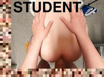 Student fucks her boyfriend in the ass until he cums