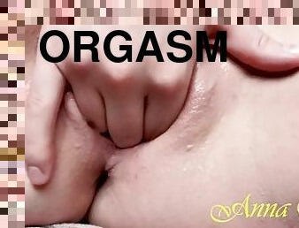 clitoris, äärimmäiset, orgasmi, pillu-pussy, soolo, lähikuva, märkä, mehevä, levitys