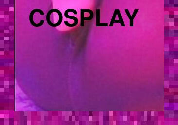 Teen girl playing and masturbs with pink huge dildo in 002 suit cosplayer anime pussy close up Led