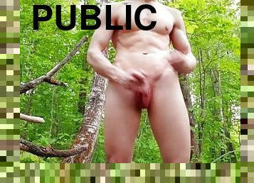 masturbación, orgasmo, al-aire-libre, público, amateur, paja, musculada, bosque, polla, exhibicionismo