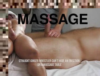 [WorldStudZ] Straight ginger wrestler can't hide an erection on a massage table