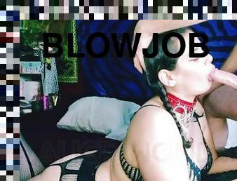 blowjob-seks-dengan-mengisap-penis, penis-besar, sperma, menyumbat, buah-zakar, putih, penis, vampir