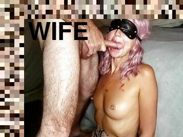 Cumslut wife sucks balls and cock to get her facial