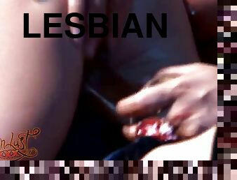 Horny ladies please each other with toys in lesbian scene