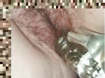 Horny wife let's me fuck her with a dildo before she takes over to cum