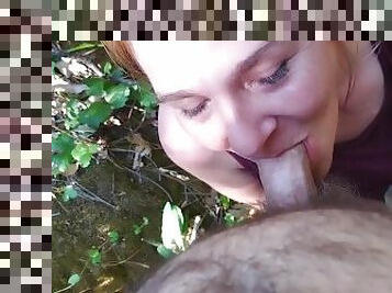 Pov blowjob in woods