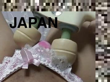 asiatisk, onani, udløsning, japans, ladyboy, sperm, solo, undertøj-underwear