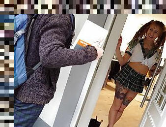 German Dreadlocks College Girl Julia Juice seduce to Fuck by Teacher