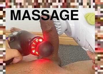 2 Massage Guns on my Big Dick (POWERFUL & Hard to Resist Edging) Hand's Free Cumshot!