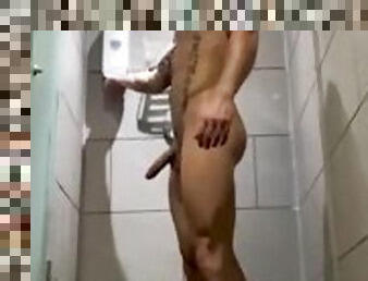 bañando, masturbación, público, gay, pajeándose, cachonda, ducha, a-solas, musculada, gimnasio