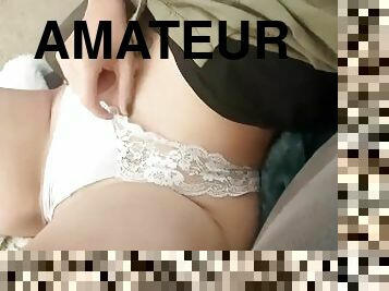 masturbation, orgasm, fitta-pussy, rysk, amatör, brudar, trosor, ensam, vått, brunett