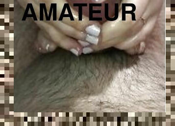 amateur, ejaculation-sur-le-corps, branlette, pieds, ejaculation, branlette-avec-les-pieds, blanc, orteils