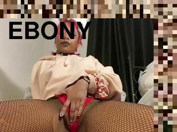 ASMR JUICY PUSSY TEASE SEXY PANTY AND FISHNET SCENE PRETTY FEET EBONY BABE