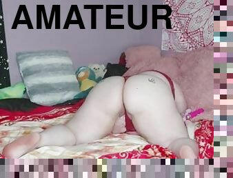 culo, cuatro-patas, masturbación, orgasmo, amateur, juguete, regordeta, lencería, a-solas, tatuaje