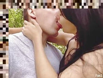 Kissing with stepsister in the woods near the motorway