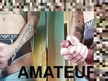 masturbation, amateur, ejaculation-sur-le-corps, gay, secousses, collège, ejaculation, solo, minet, tatouage