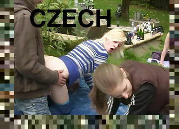 Czech Group Sex During Garden Party