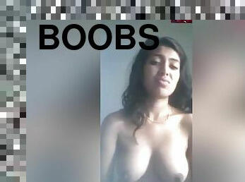 Today Exclusive- Shy Girl Showing Her Boobs To Lover On Video Call
