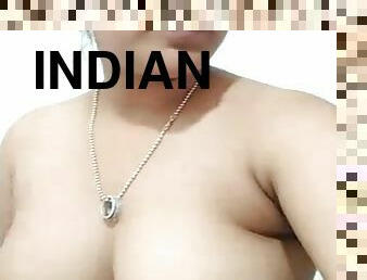 كبيرة-الثدي, هندي, عمة, سولو, سمراء