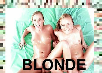 trio, point-de-vue, blonde, piscine