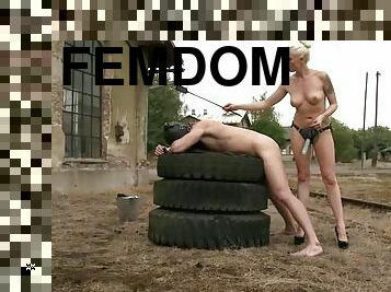 utomhus, strap-on, anal, leksak, hardcore, bdsm, slav, europeisk, blond, euro