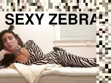 Sexy zebra yoga instructor