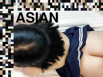 asiatisk, gigantisk, fitta-pussy, sport, student, tonåring, porrstjärna, pov, söt, rakad