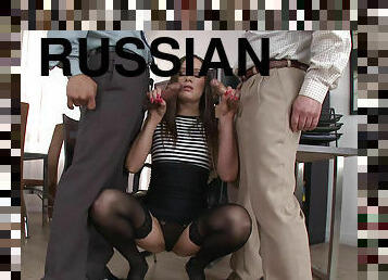 Glamorous russian Irina Bruni interracial anal threesome