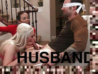 Alex Legend blindfolds her husband &  lets him fuck her best friend Niki Snow