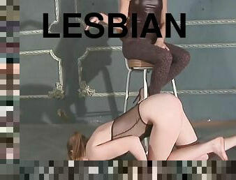 Puppy play lesbian slave gets spanked & dominated