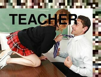 Big dick teacher fucks teen Kristen Scott on desk