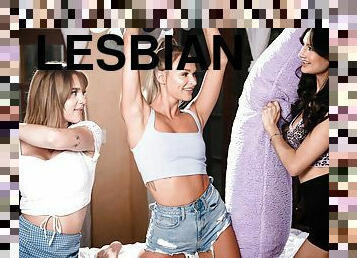 masturbación, coño-pussy, lesbiana, trío, besando