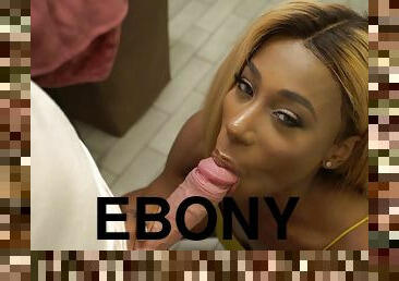 Ebony Kinsley Karter gets bathroom sex with creampie from stepbrother