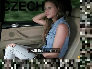 Young attractive Czech girl with taxi car driver in reality hardcore