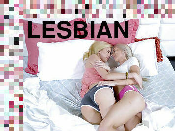 Bisexual lesbian blondes Molly Mae & Haley Reed caught into threesome
