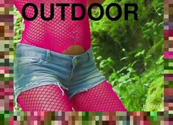 Pink Fishnets And Hard Anal Action Outdoors