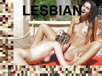 Young Lesbians Make Love Outdoor On The Nice Sunday Afternoon