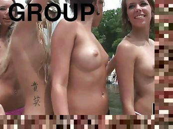 udendørs, amatør, teenager, gruppesex-groupsex, undertøj, pragtfuld, båd