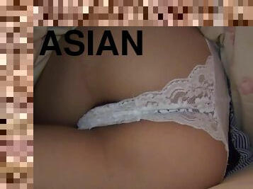 asiatisk, hårig, fitta-pussy, brudar, tonåring, japansk, fingerknull, trosor, söt