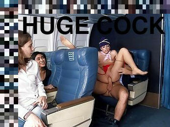 Horny stewardess Nikki Knightly treats big dick passenger with hardcore fuck