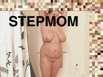 bad, storatuttar, mogen, mamma, kamera, bbw, spion, voyeur, knubbig, bystig