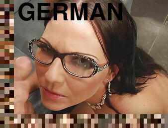 GERMAN PORNO with sexy brunette MILF in eyeglasses