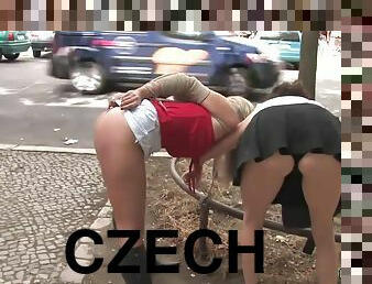 Czech blondie in bondage public fornicateed