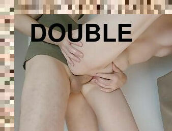 OVERLOADED with DOUBLE DOSE of cum dripping!! Exciting and noisy amateur REAL SEX