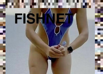 Swiss Lady in Wicked Weasel fishnet swimsuit